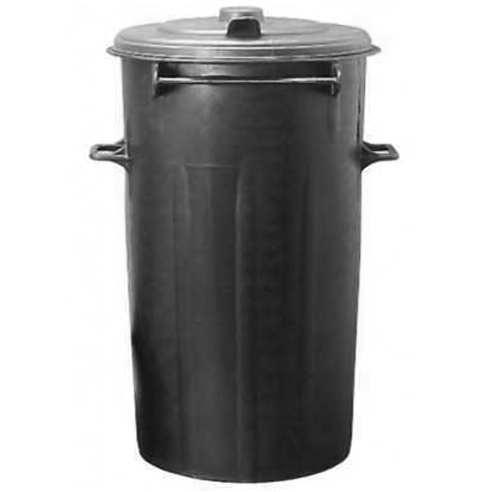 Bidone nero in plastica con coperchio e 2 manici – 80lt, 100lt, 110lt