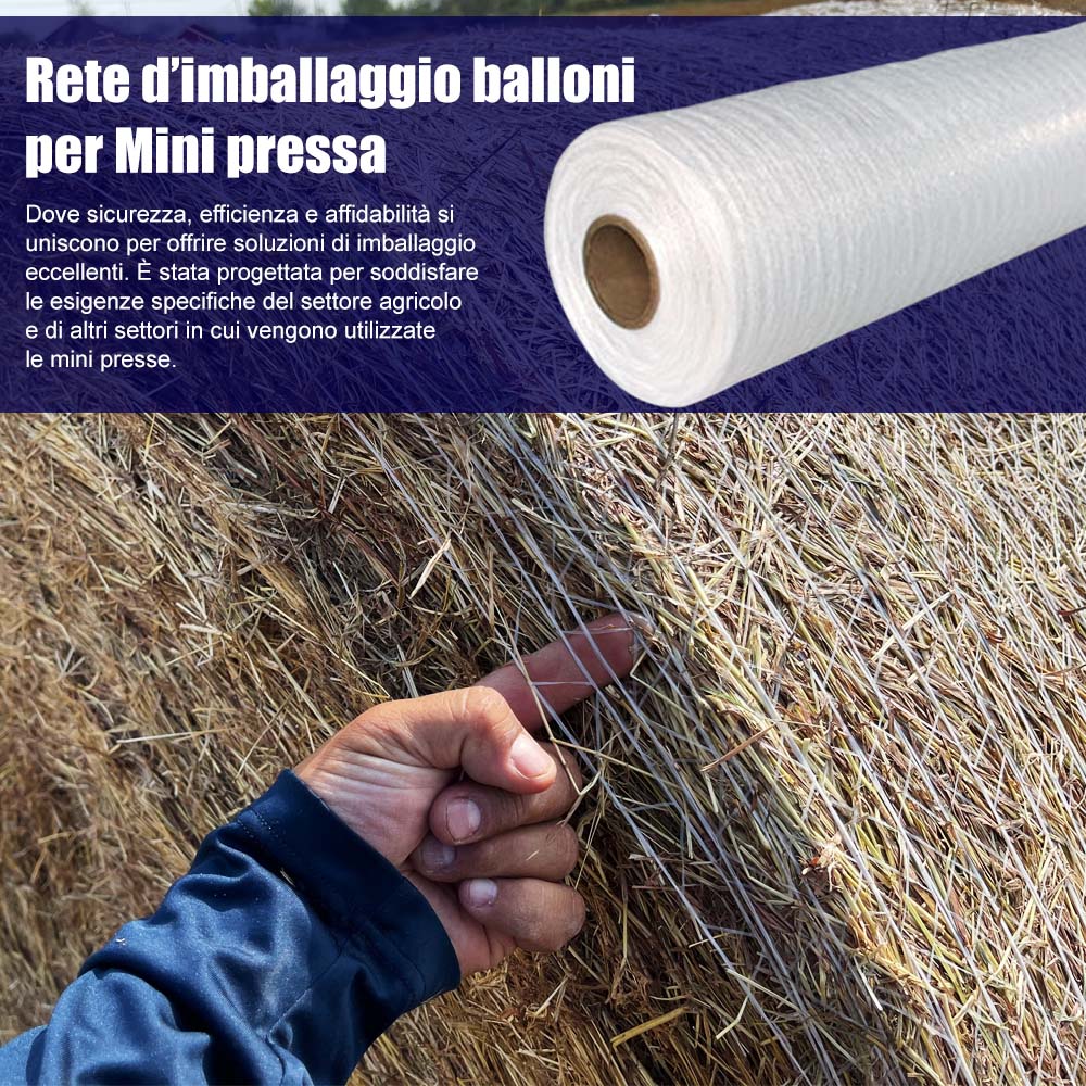 Bale packaging net for mini baler