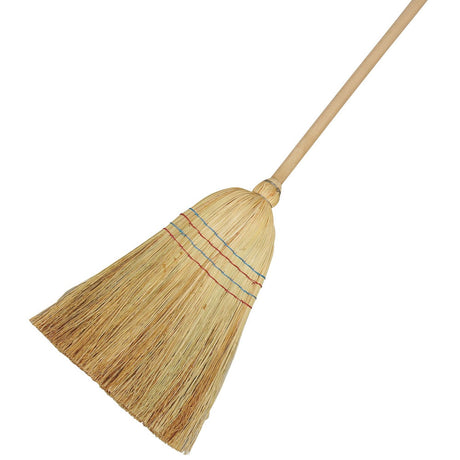 Scopa in paglia di riso con 4 cuciture e manico in legno