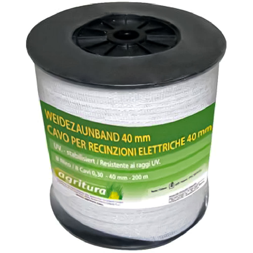 Fettuccia fur elektrische zaune 8 niro - 40 mm, weis