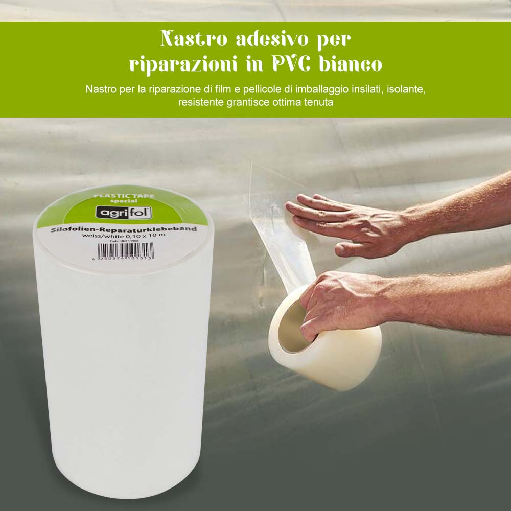 Nastro adesivo per riparazioni in PVC bianco