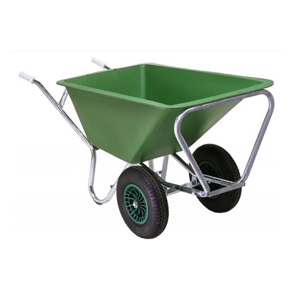 Robusta carriola in metallo a doppia ruota ideale per cantieri lavori in giardino