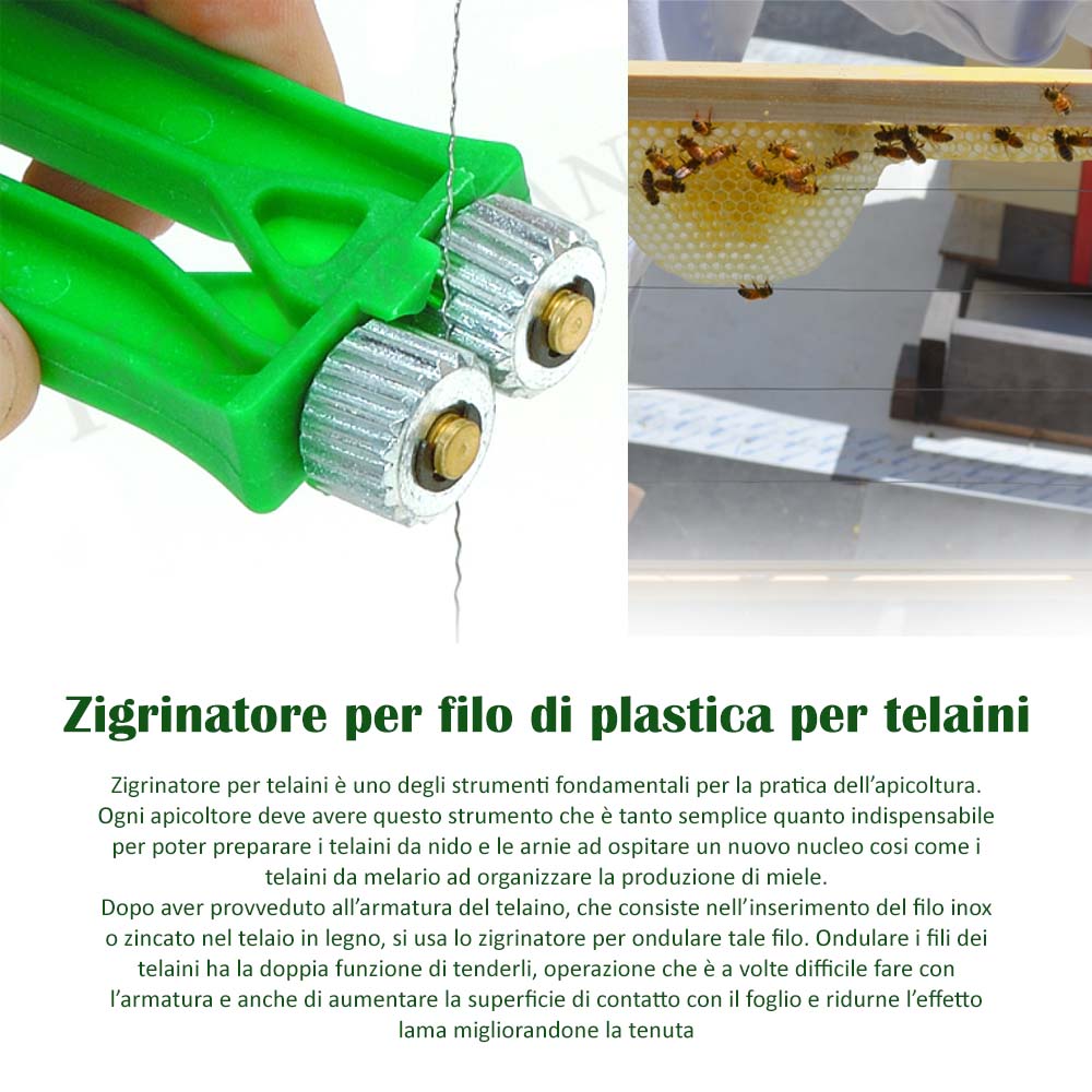 Zigrinatore per filo di plastica per telaini