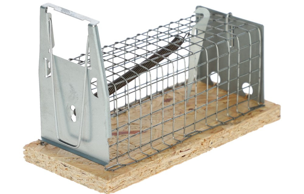 Moon mousetrap with wire cage with one-sided capture