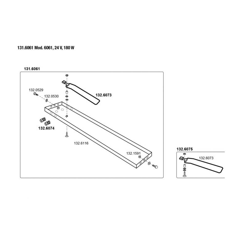 Auxiliary heating element Mod. 6061, 24 V / 180 W