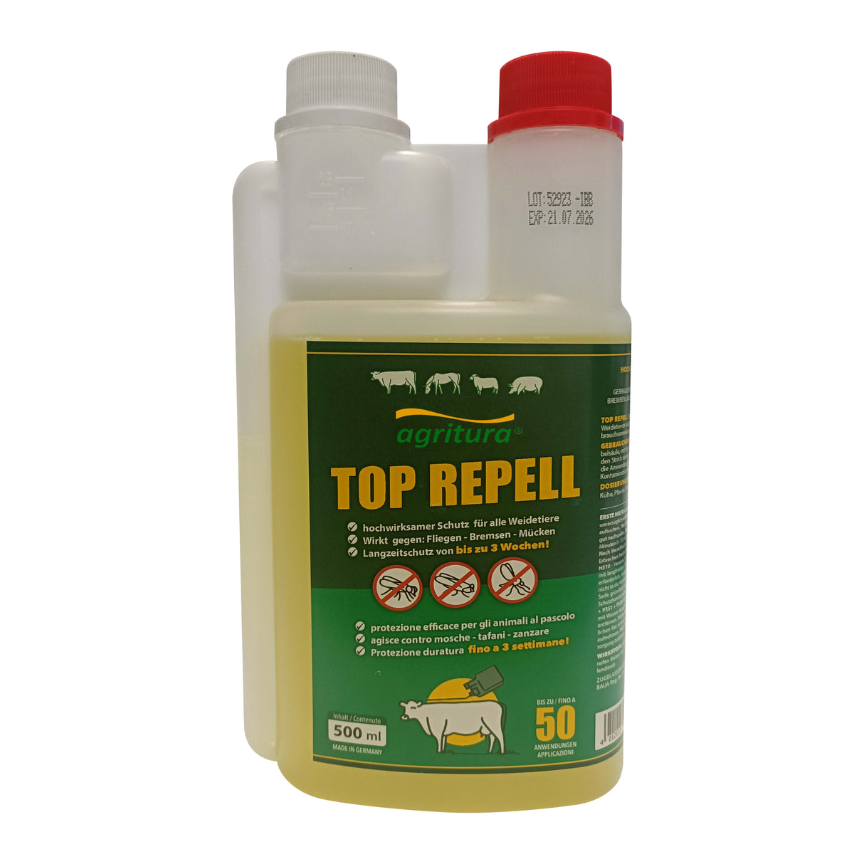 Top Repell - Repellente Insetti per Bovini, Equini, Ovini e Caprini | 500ml Efficace per Pascoli