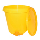 25kg yellow plastic filling bucket, with tap