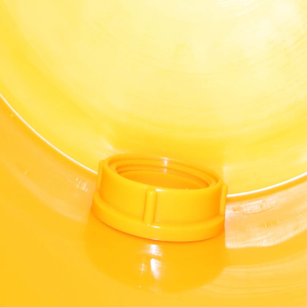 25kg yellow plastic filling bucket, with tap