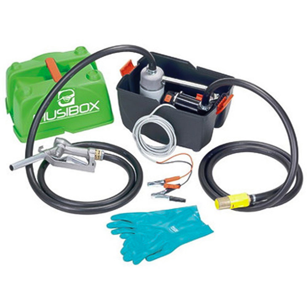 PIUSIBOX Pro 12V Kit Trasferimento Gasolio, 12GPM con Pistola Manuale