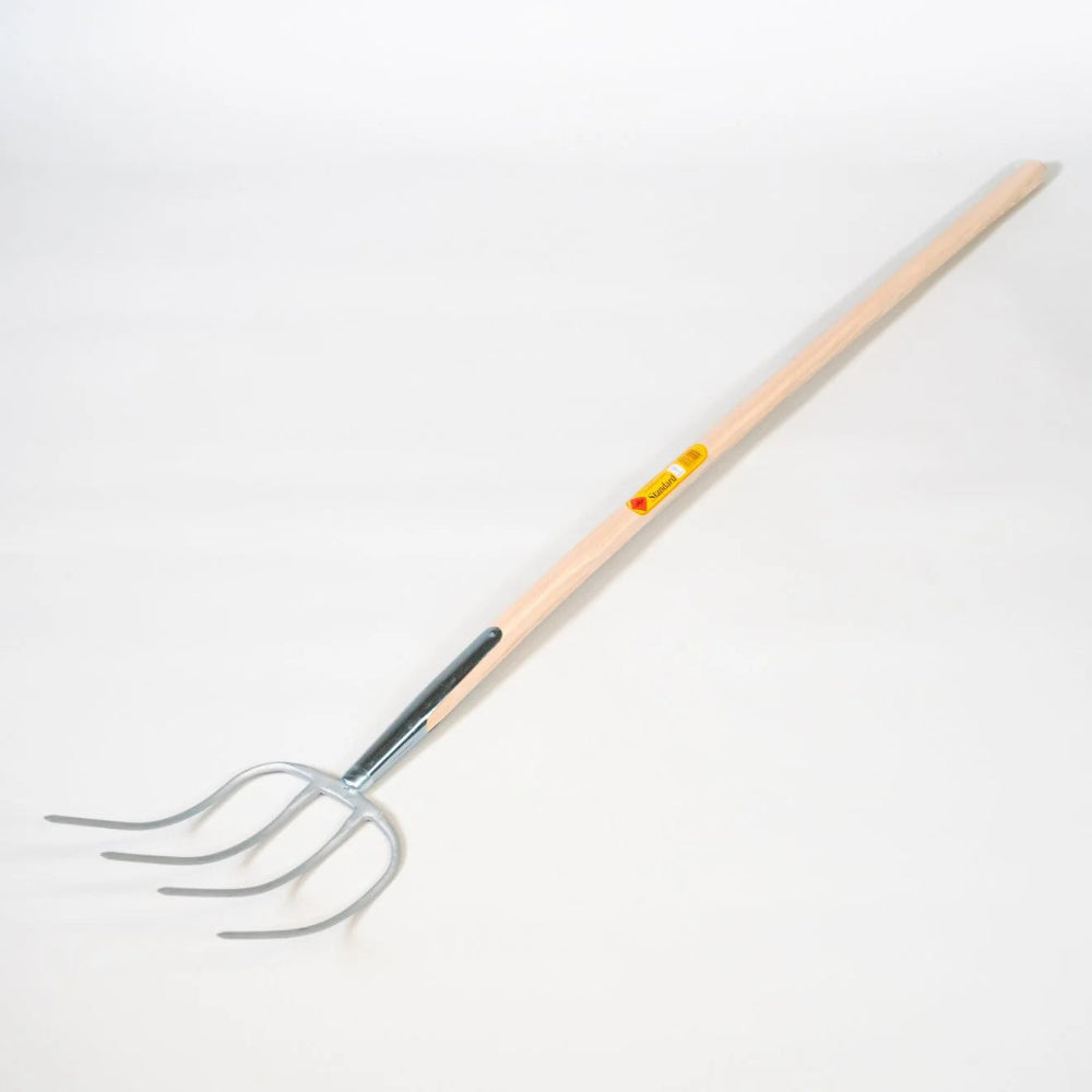 Forca da Letame 4 Denti con Manico in Fibra di Vetro – Forgiata a Mano, 135 cm