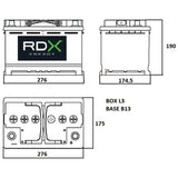 Batteria RDX 12V 78Ah Avviamento a Freddo 720A