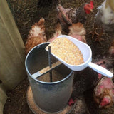 Plastic scoop for poultry