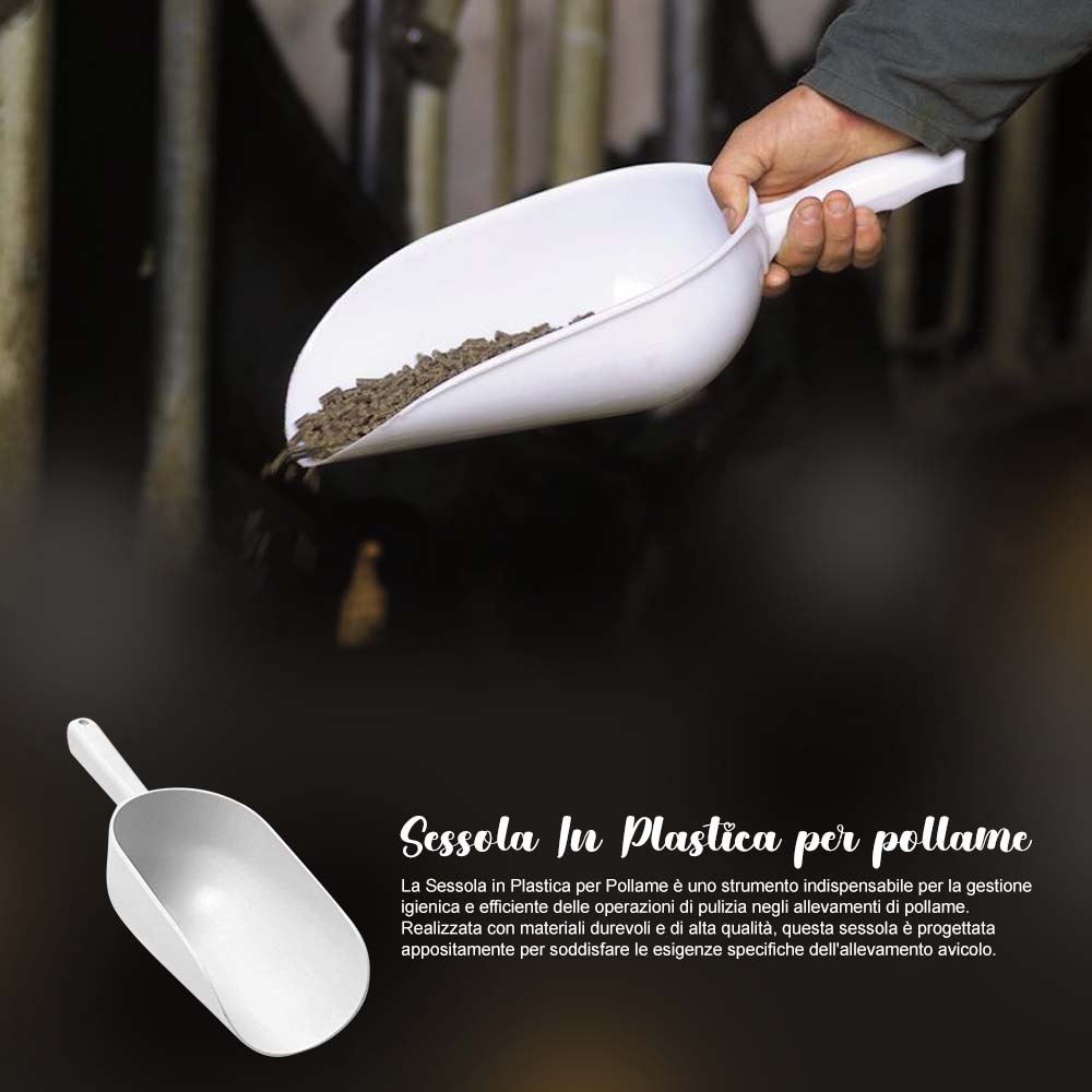 Plastic scoop for poultry