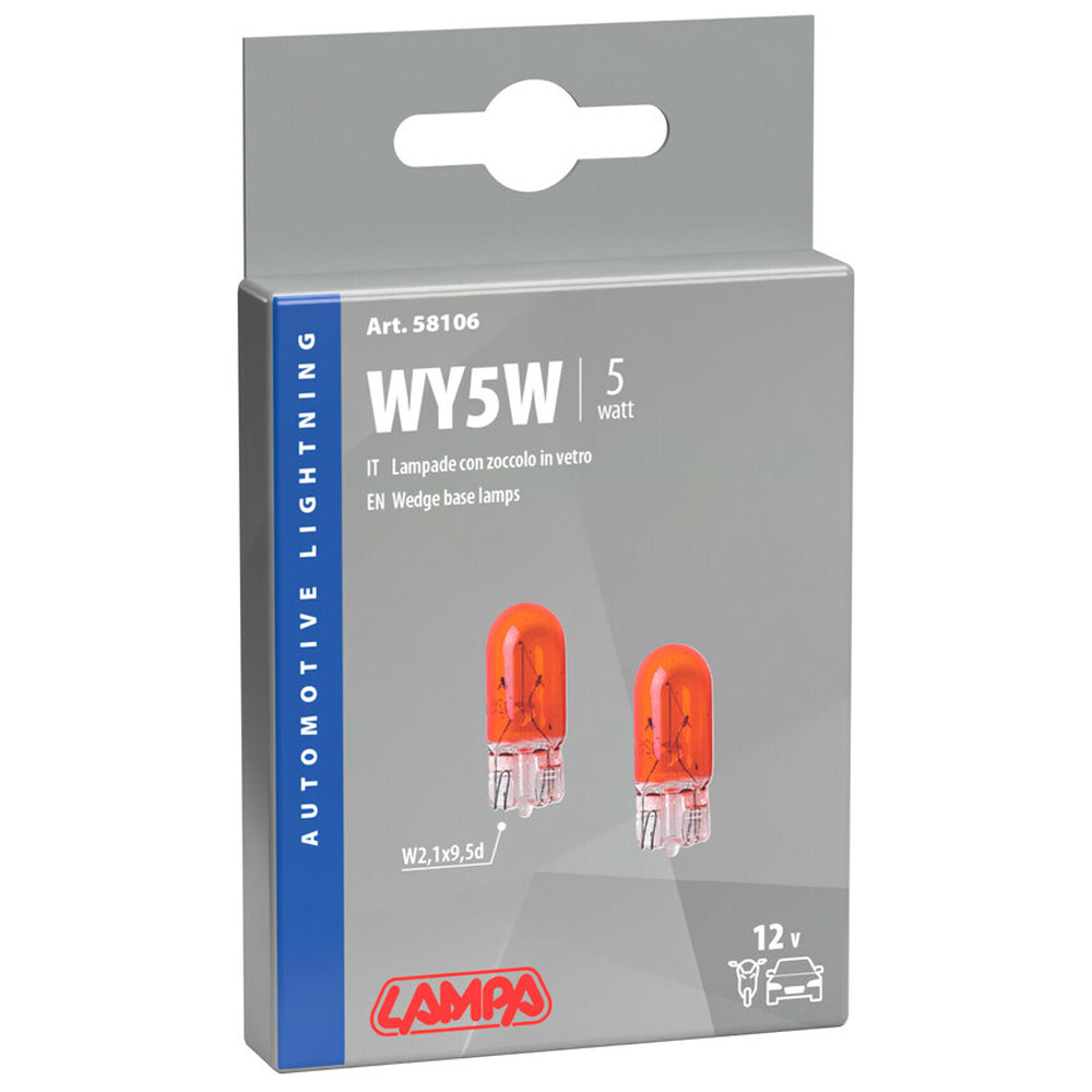 Lampada 12V 5W con Zoccolo in Vetro Arancio