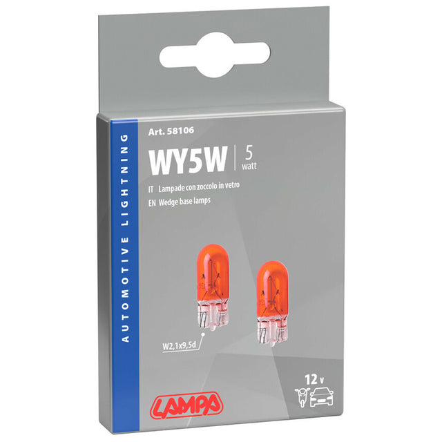 Lampada 12V 5W con Zoccolo in Vetro Arancio