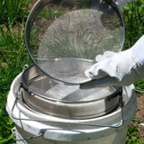 Large, double sieve with support bracket