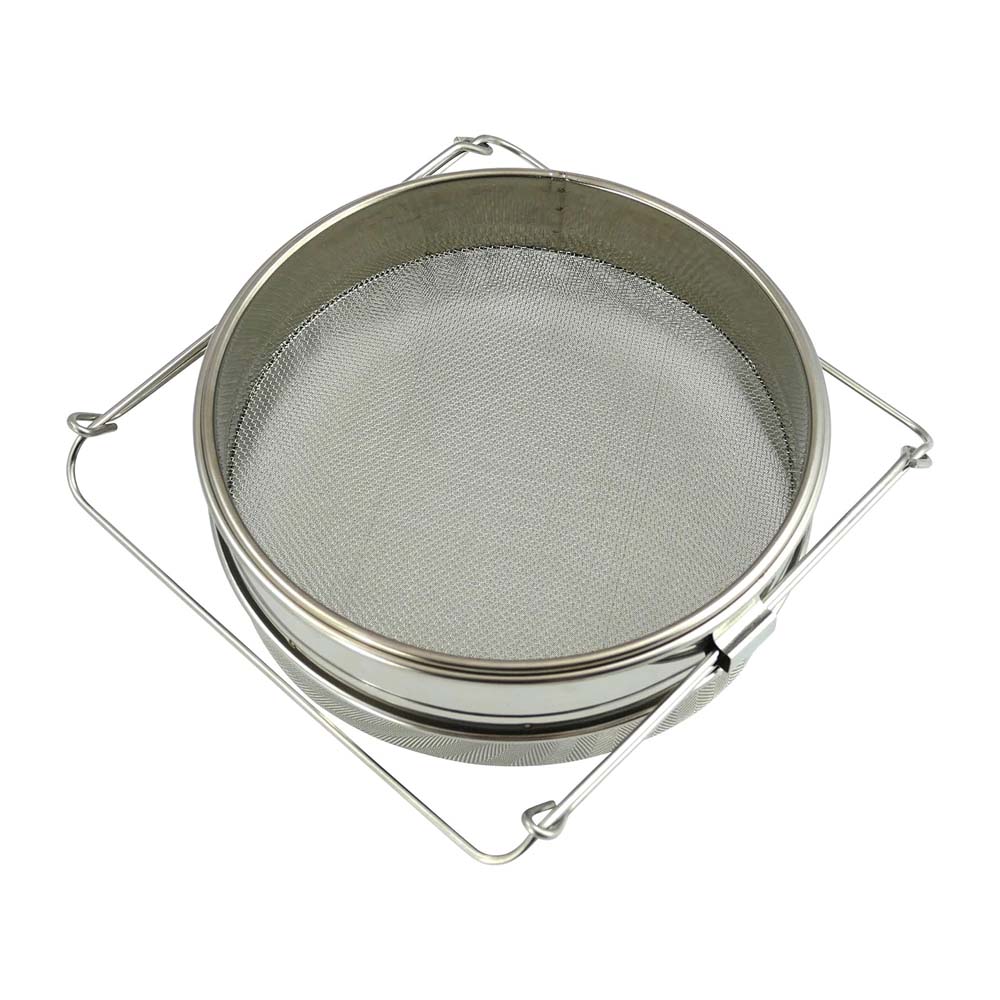 Large, double sieve with support bracket