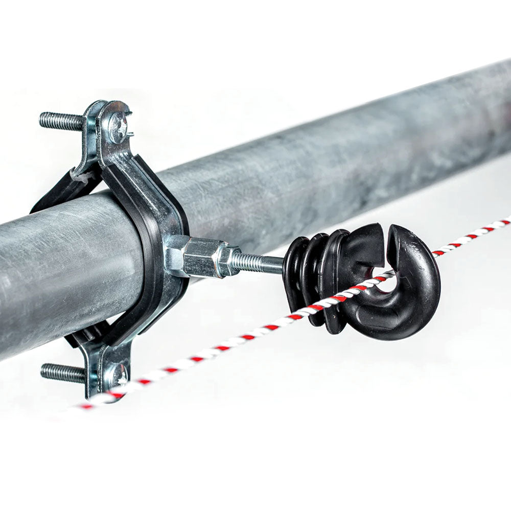 Morsetto per Pali Ø 40–50 mm con Rivestimento in Gomma per Isolatori M6/M8 - 10 Pezzi