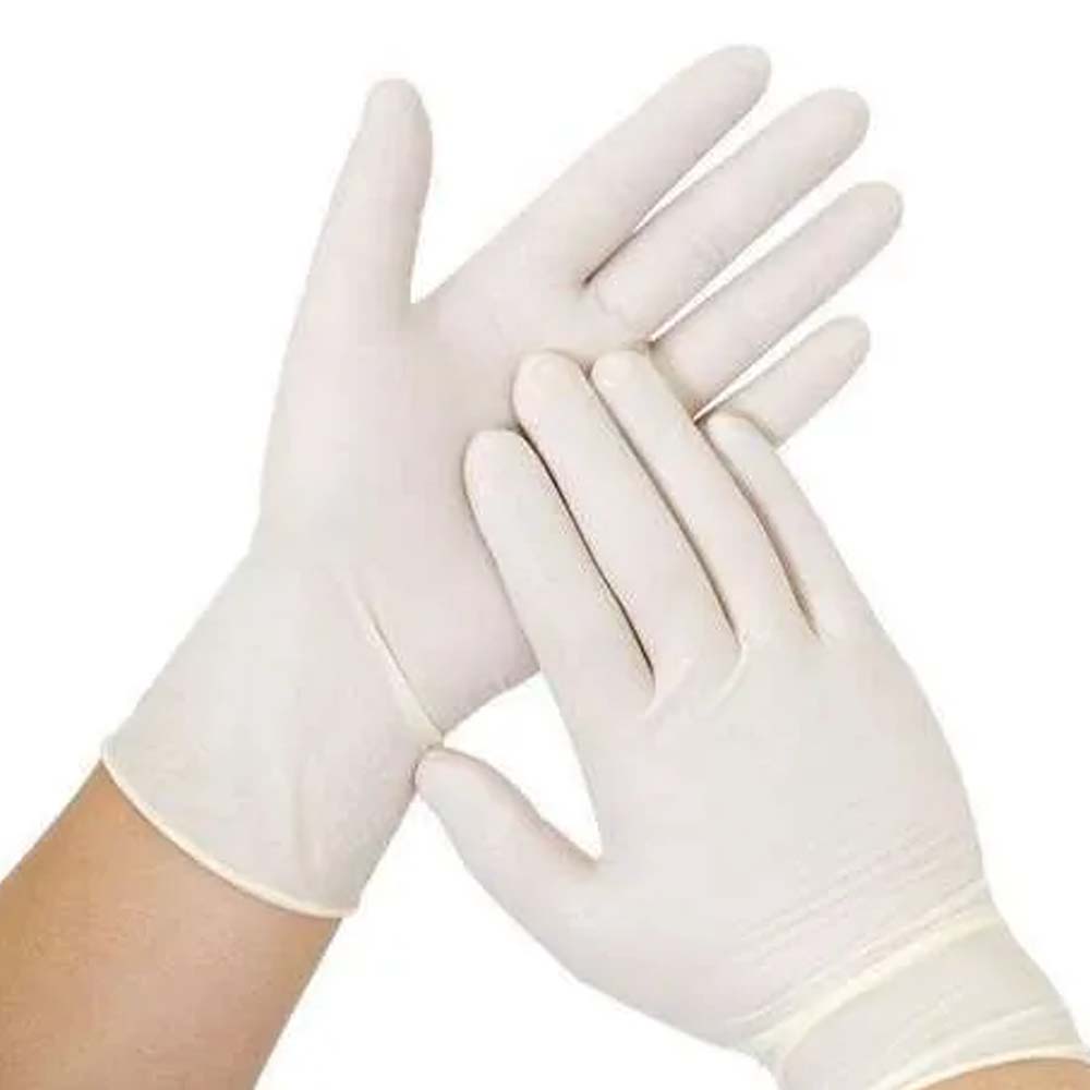 Guanto monouso Latex Classic solo per uso singolo, non sterile, sicuro per gli alimenti, Bianco