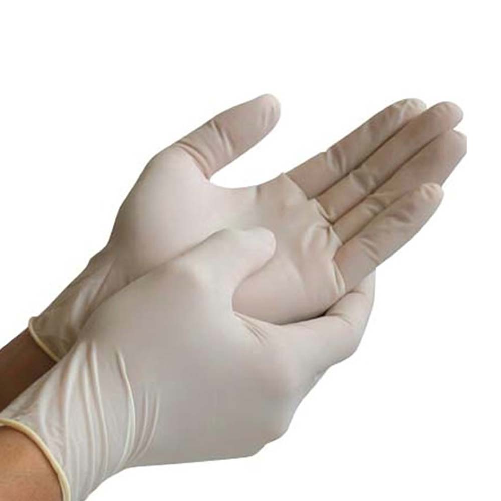 Guanto monouso Latex Classic solo per uso singolo, non sterile, sicuro per gli alimenti, Bianco