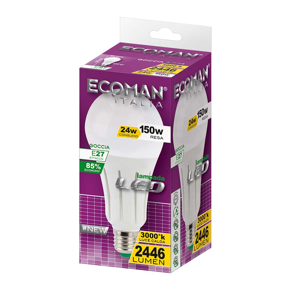 Ecoman Led Goccia 24W 3000K E27