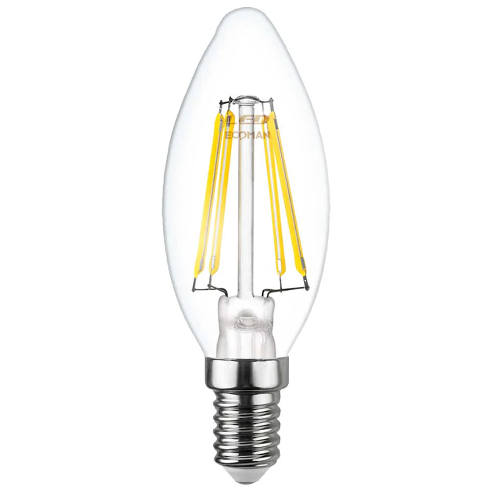 Lampadina LED Filamento Candela 4W Trasparente E14 Luce Calda