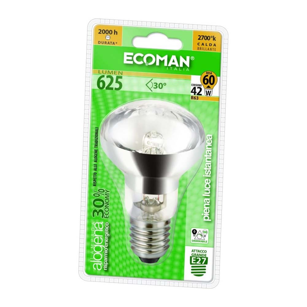 Ecoman Halogen R63 42W E27 2700K Glühbirne