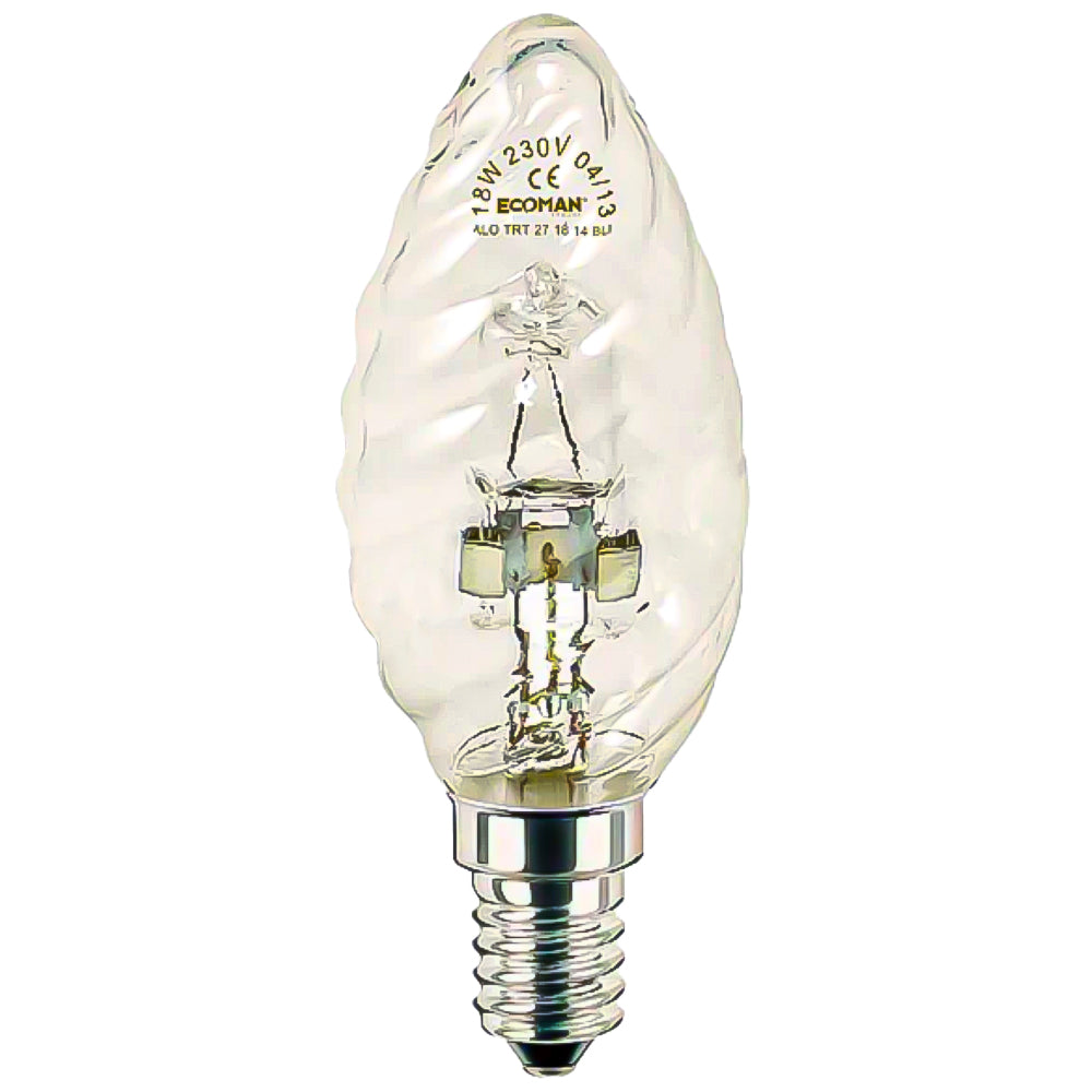 Ecoman Halogen Kerze gedreht 28W 2700K E14 Glühbirne