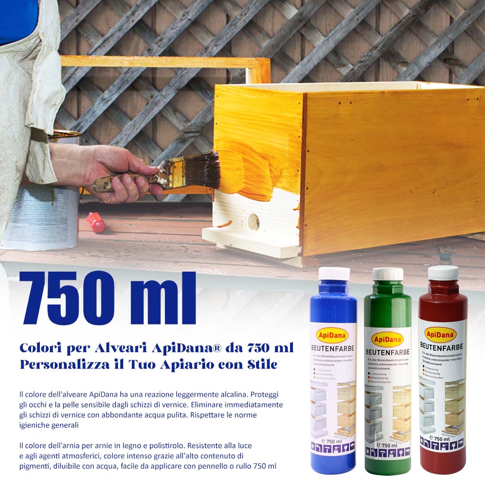 Colori per Alveari ApiDana® 750 ml - Resistenti e Intensi per Arnie in Legno e Polistirolo