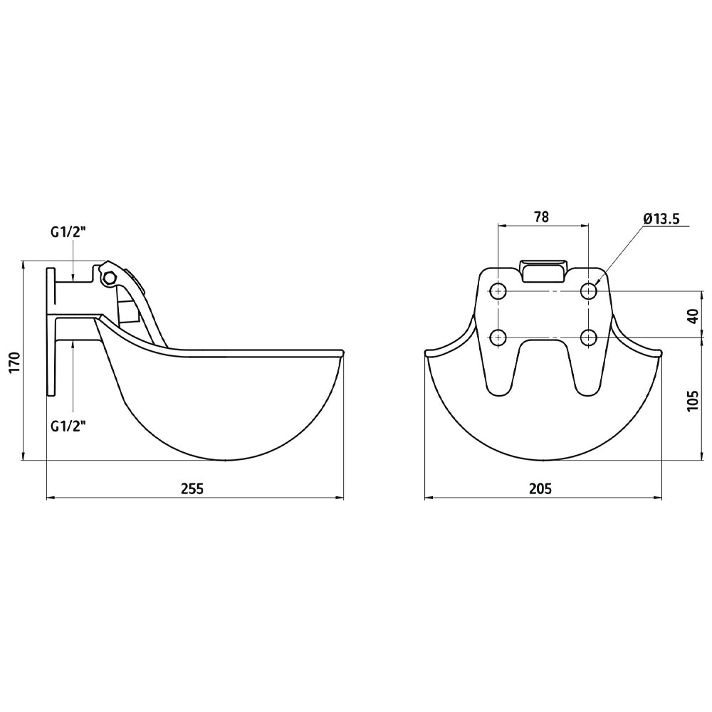 Abbeveratoio con Linguetta in Acciaio Inox G16