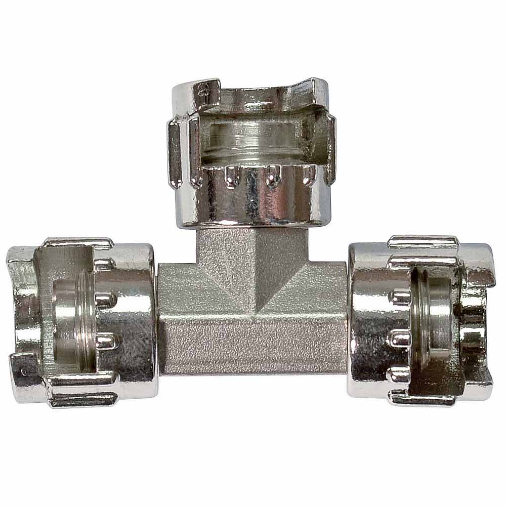 Raccordo a T in Metallo con 3 Dadi Fresati
