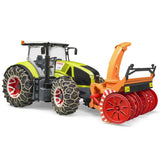 Bruder Claas Axion 950 con catene da neve e turbina da neve