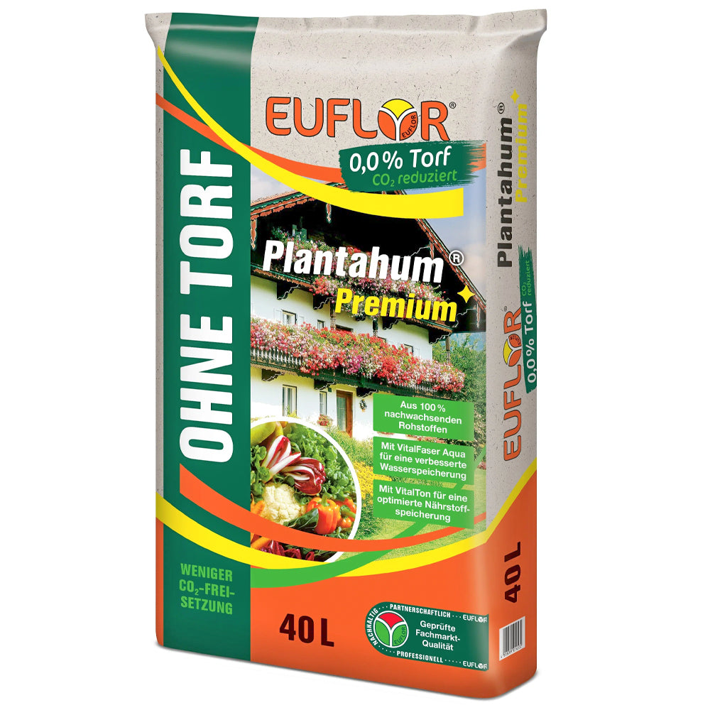 Euflor Plantahum Premium Terriccio Ridotto di Torba – Terriccio Nutriente per Balcone, Terrazza e Giardino
