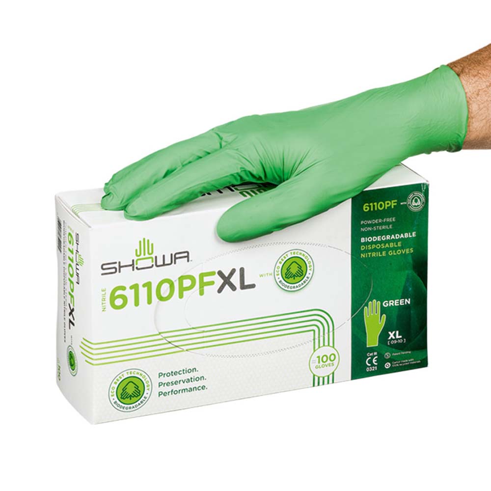 SHOWA 6110PF Einweg-Handschuhe aus biologisch abbaubarem Nitril, ökologischer Schutz und Zuverlässigkeit