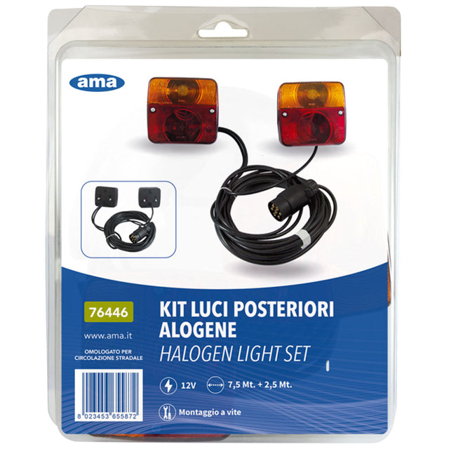 Set Luci Posteriori per Rimorchio 7,5m – Completo con Spina a 7 Poli