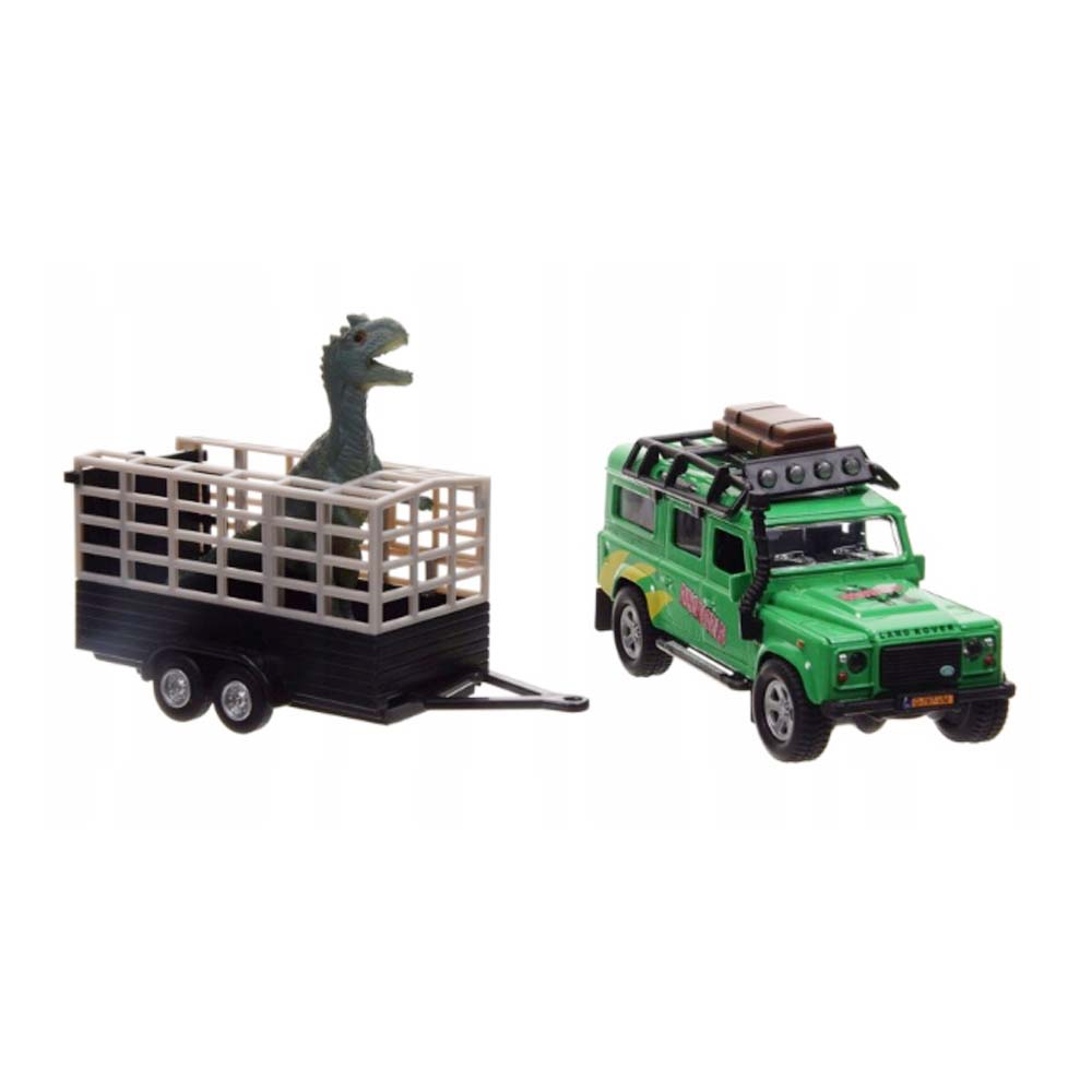 KIDS GLOBE TRAFFIC LAND ROVER DEFENDER MIT DINO IM ANHÄNGER – 520178