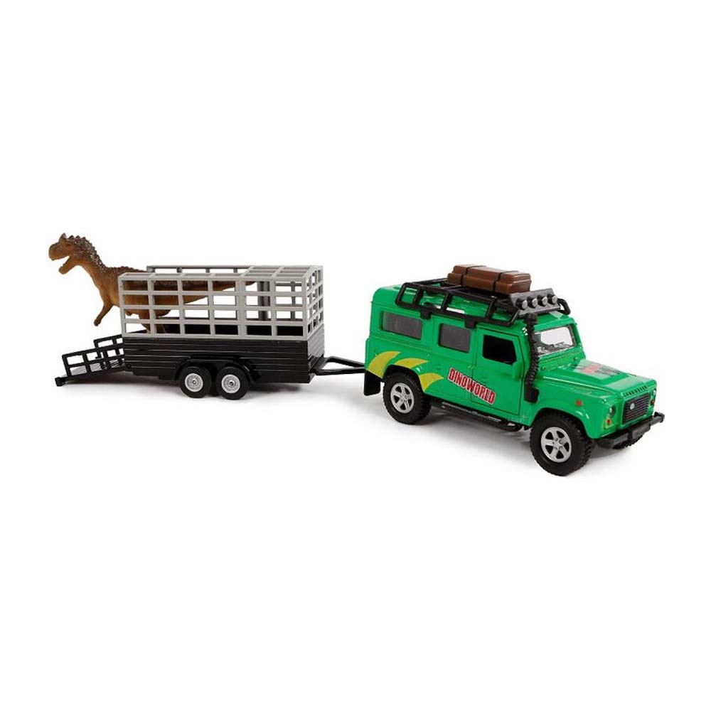 KIDS GLOBE TRAFFIC LAND ROVER DEFENDER MIT DINO IM ANHÄNGER – 520178