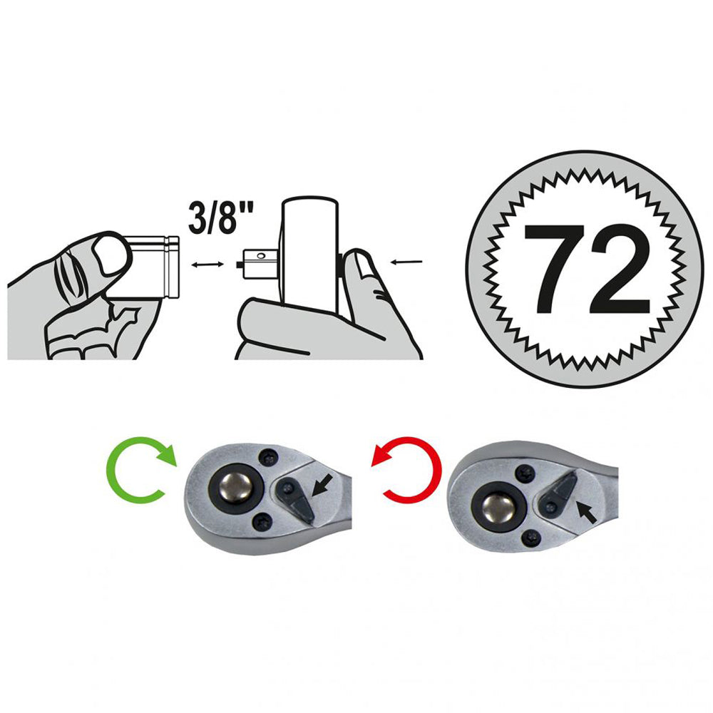 Set di Bussole con Cricchetto 3/8" - 11 Pezzi
