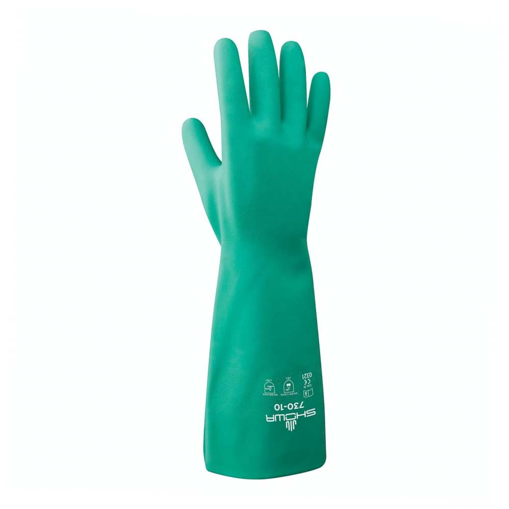 Showa 730 Chemical Resistant Gloves in Nitrile Lined in Cotton