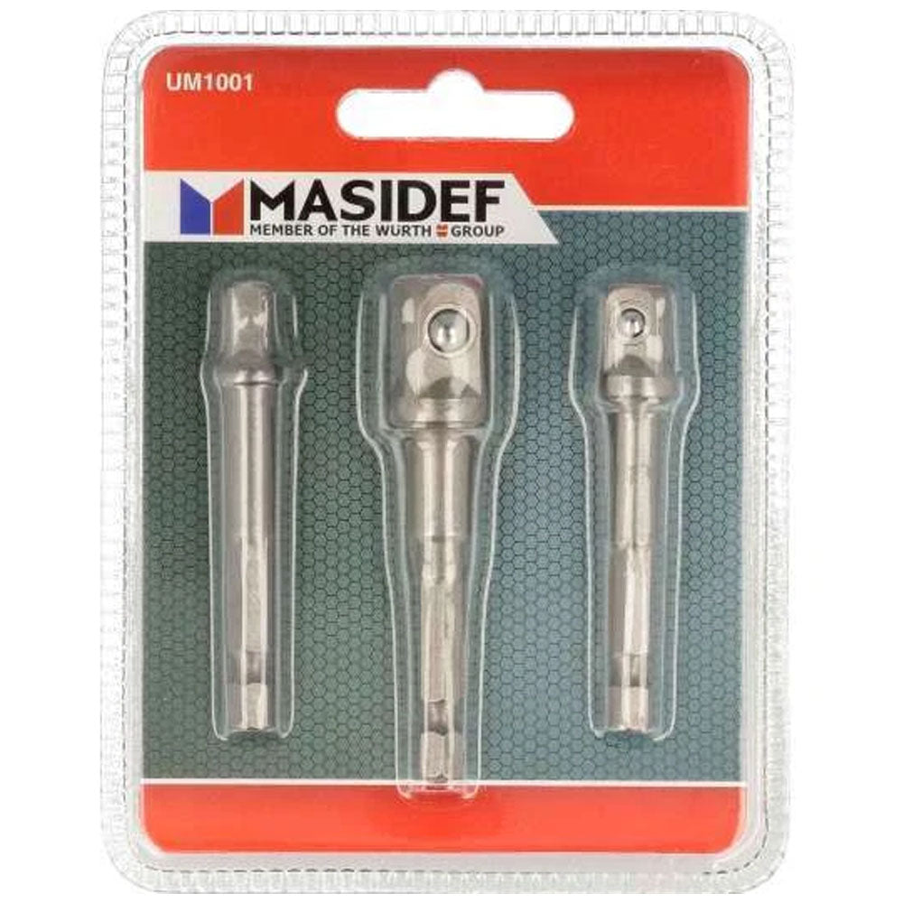 Set Adattatori 50mm con Attacco 1/4" per 1/4", 3/8", 1/2" – 3 Pezzi