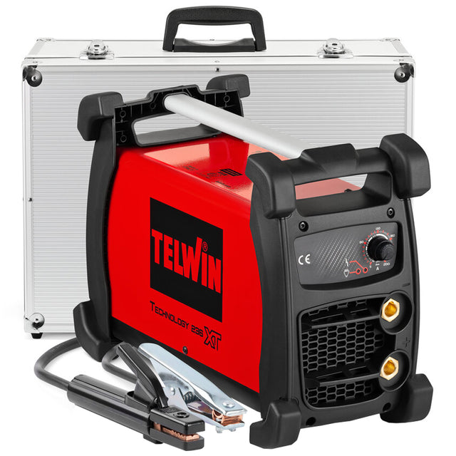 Telwin Technology 236 XT 230V Saldatrice Inverter – MMA & TIG DC 200A con Innesco a Striscio, Arc Force, Hot Start, Anti-Stick – Kit Portatile con Valigetta Alluminio
