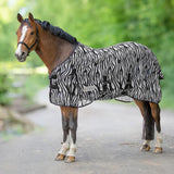Black-White Zebra Fly Rug for Horses with Belly Flap and Tail Cover