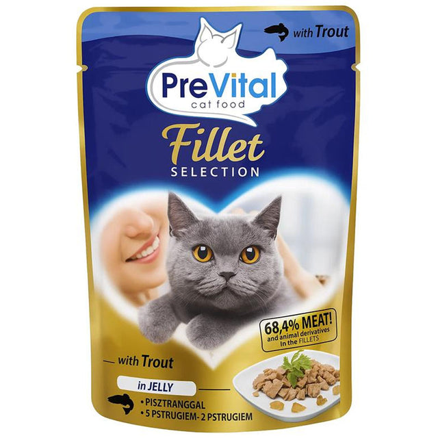 PreVital Filetti in Gelatina con Trota per Gatti Adulti - 85g