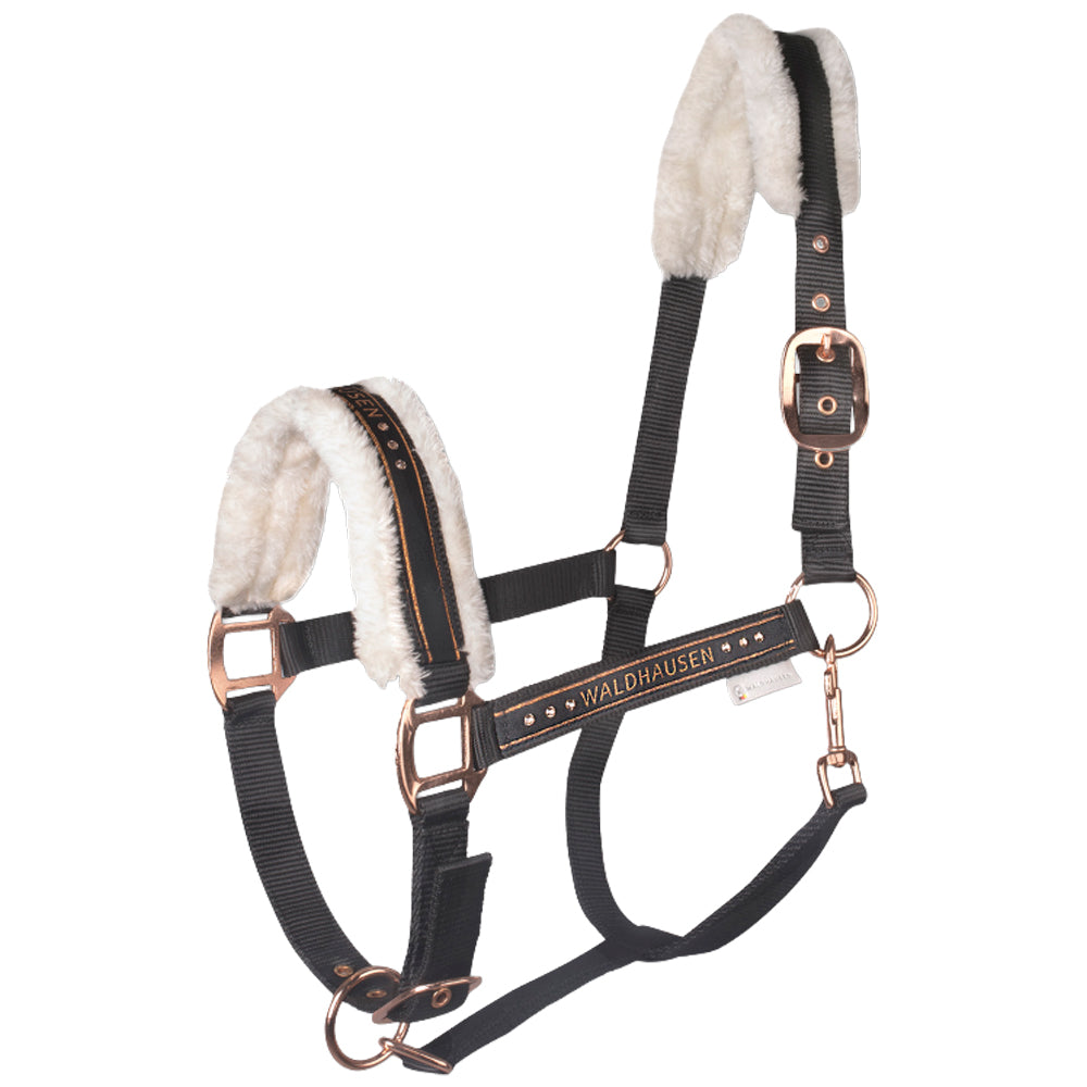 Cavezza Elegante Cavallo con Pelliccia Sintetica Strass
