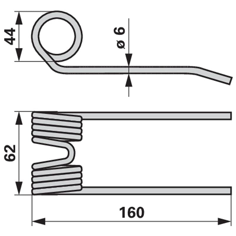 Denti Raccoglitori Rinforzati (6mm) Compatibili con Carri Caricatori Steyr – Molle di Raccolta Durevoli per Macchine Agricole – 50Pezzi