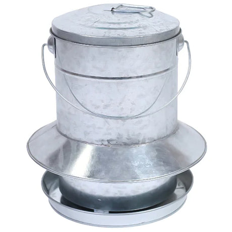 Mangiatoia Zincata per Pollame 9kg con Protezione Antipioggia