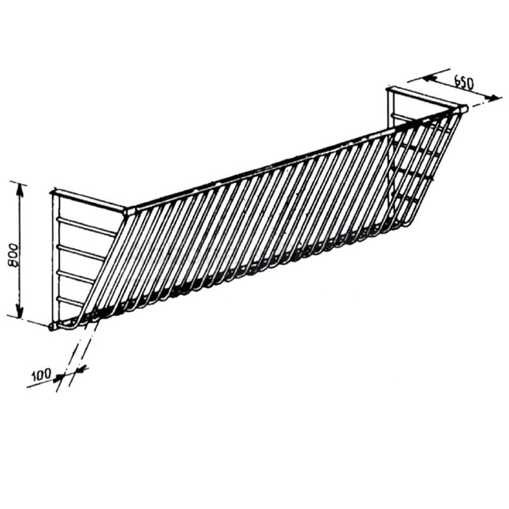Porta fieno a muro CK da 3 metri in metallo zincato senza testata, ideale per cavalli e allevamenti