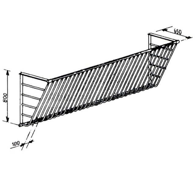 Porta fieno a muro CK da 3 metri in metallo zincato senza testata, ideale per cavalli e allevamenti