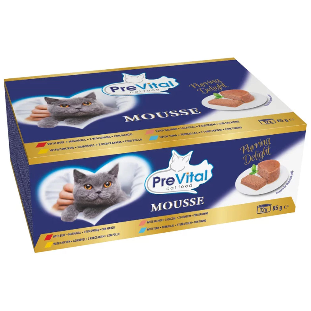 Cibo umido completo per gatti adulti con manzo, pollo, tonno e salmone – multipack 12x85g | 4x85g