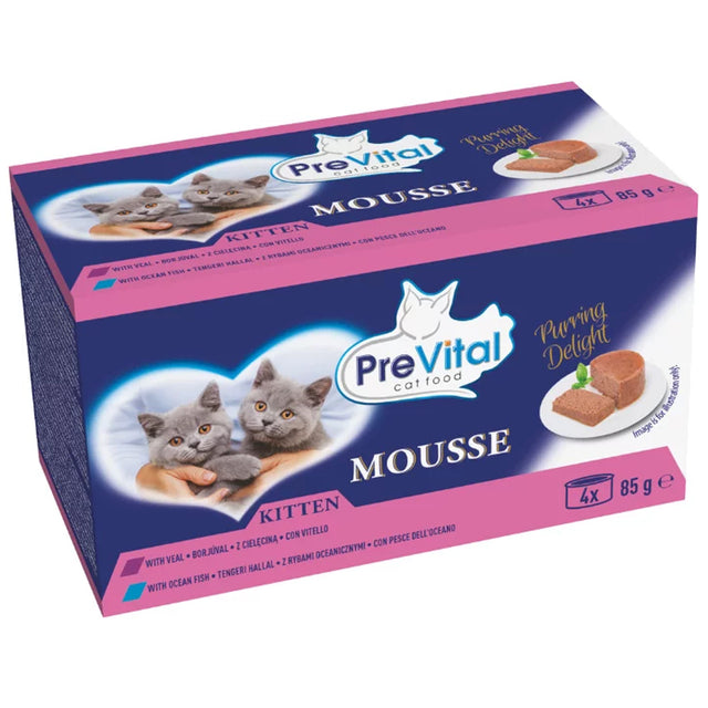 PreVital mousse cibo completo per gattini pesce oceanico & vitello – 4x85g | 12x85g